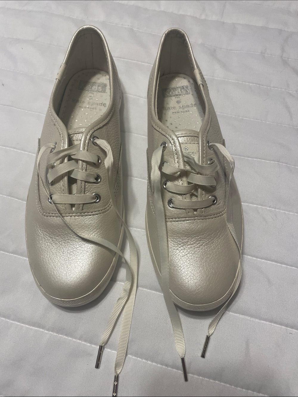 Keds Women's Pearl White Metallic Leather Sneakers